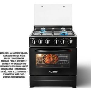 ALiTOP Cuisinière à Gaz GS 6040 – 4 Feux avec Four Intégré